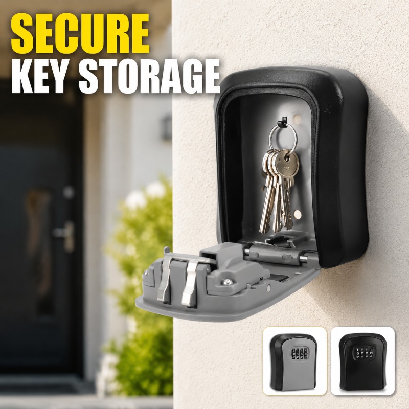 Lockbox Key Secure - 벽걸이형 키 잠금함 4자리 조합 보안