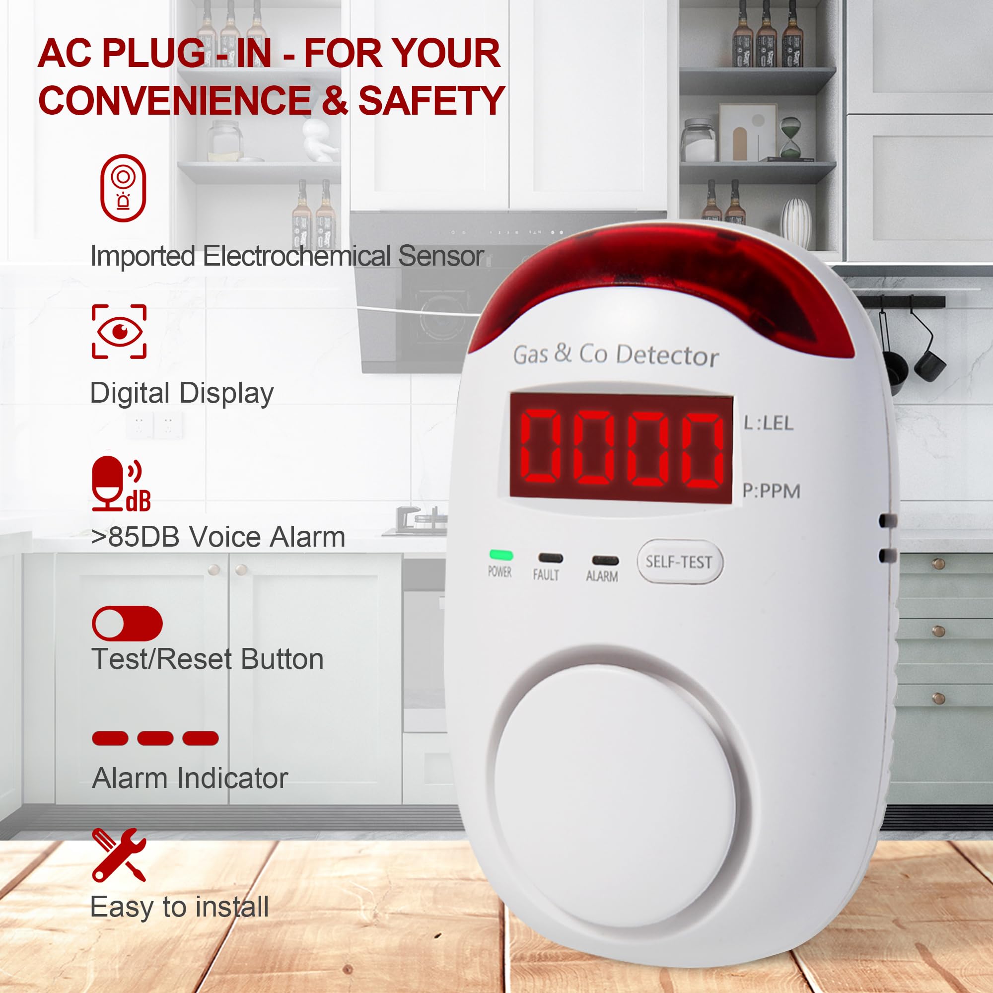 가스 및 일산화탄소 감지기 겸용 제품, 2-in-1 천 - Co Detector Plug 리뷰 및 가격